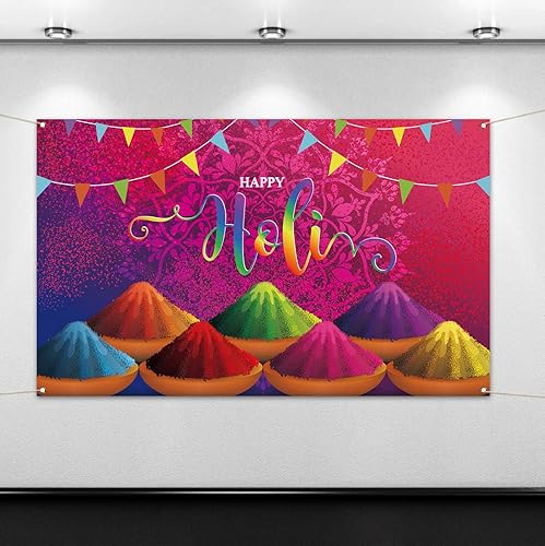Miniatura 3 de Happy Holi Photo Booth telón de fondo hindú indio para interiores y exteriores, fotografía para el hogar, decoración de fondo de pared