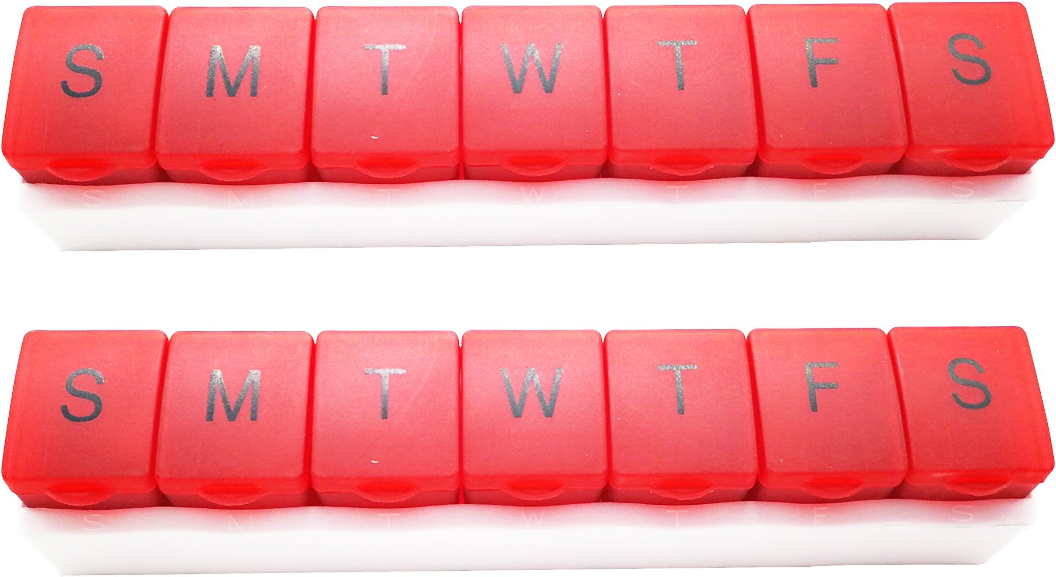 PuTwo Pill Box 7 Days Weekly Pill Organiser with Removable Individual Compartments - Pack of 2