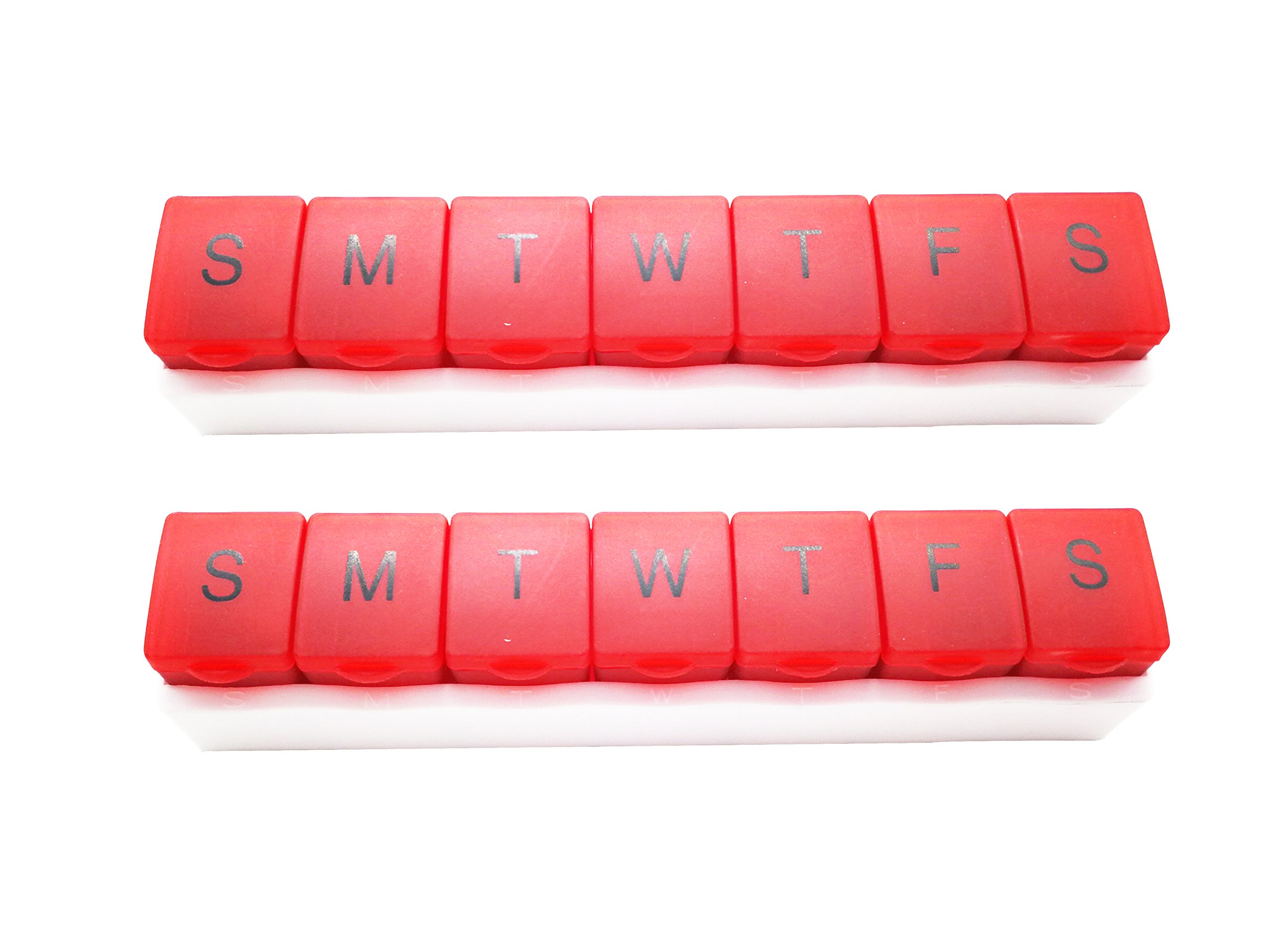 PuTwo Pill Box 7 Days Weekly Pill Organiser with Removable Individual Compartments - Pack of 2
