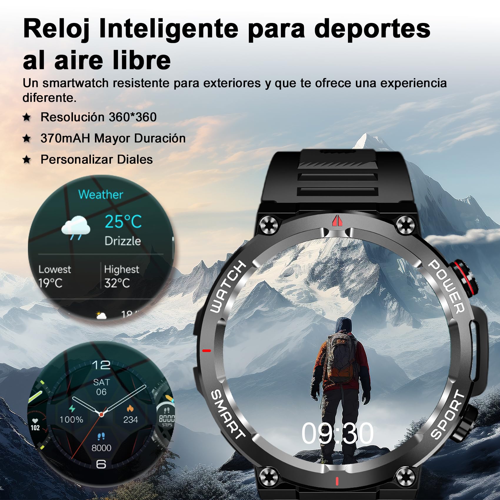 Blackview Reloj Inteligente Hombre - Llamadas Bluetooth, 1,39" Smartwatch con Pulsómetro/Oxímetro (SpO2)/Monitor de Sueño/Podómetro, 100 Modos Deportivos Pulsera Actividad para Android iOS (2 Correas)