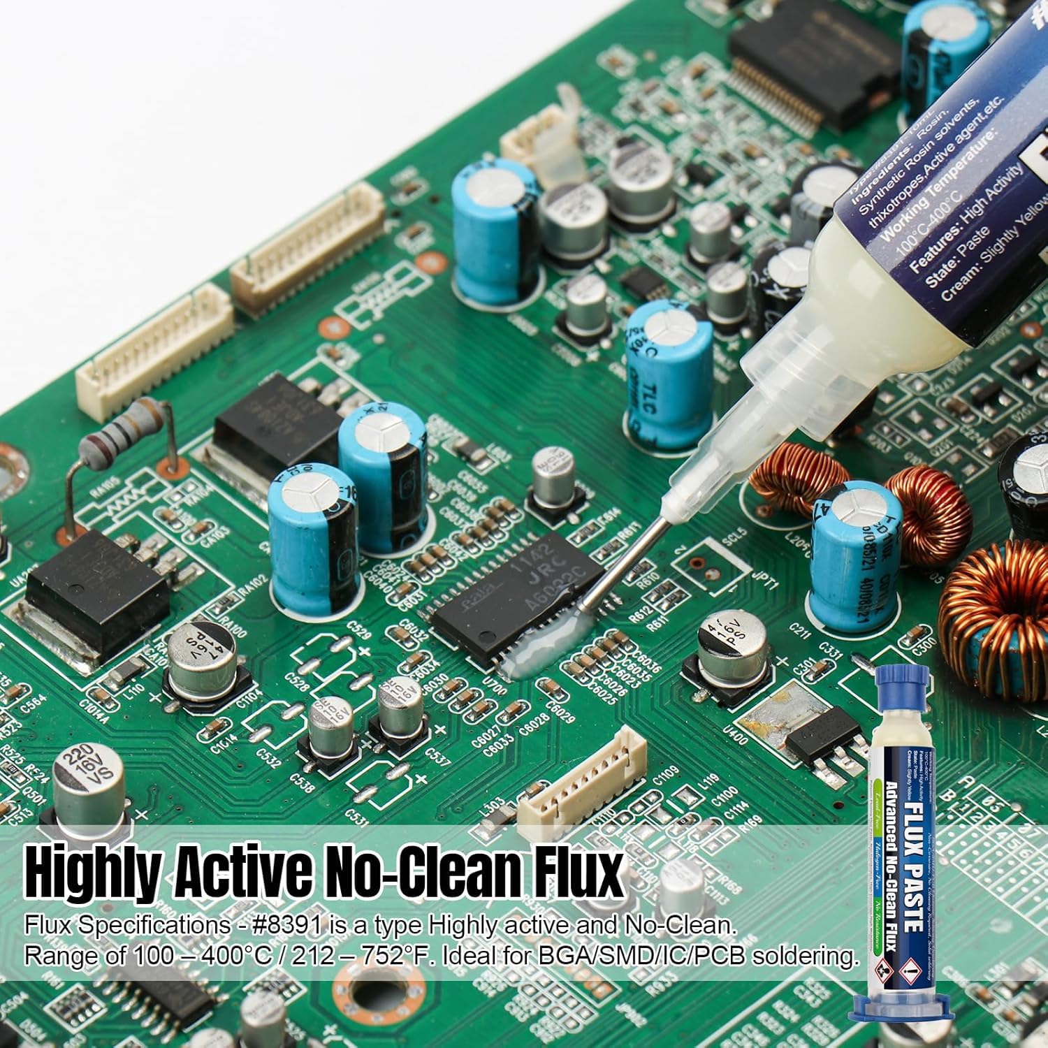 SCHOFIC UV-559 No-clean Soldering Flux Paste, Halogen-free, Electronics and BGA Repair, 10mL Syringe - Image 8 thumbnail