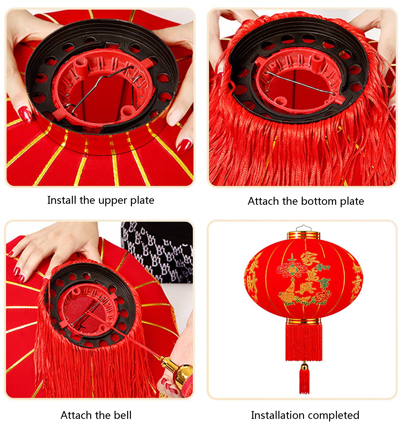 faroles, Faroles Rojos de la Suerte con borlas Doradas(Good Fortune,80#2pcs)
