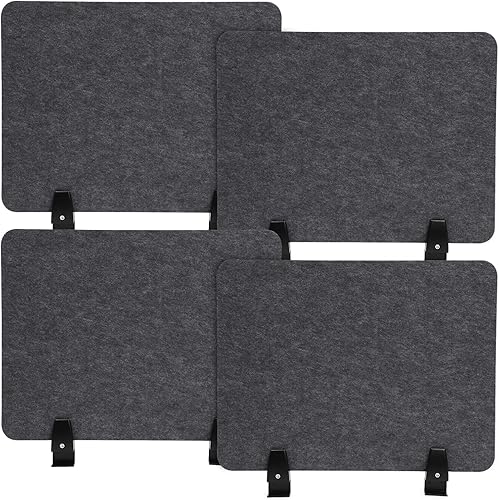 Paquete de 4 divisores acústicos de escritorio de 21 x 16 pulgadas, sin perforación, protectores de privacidad, panel independiente divisor de