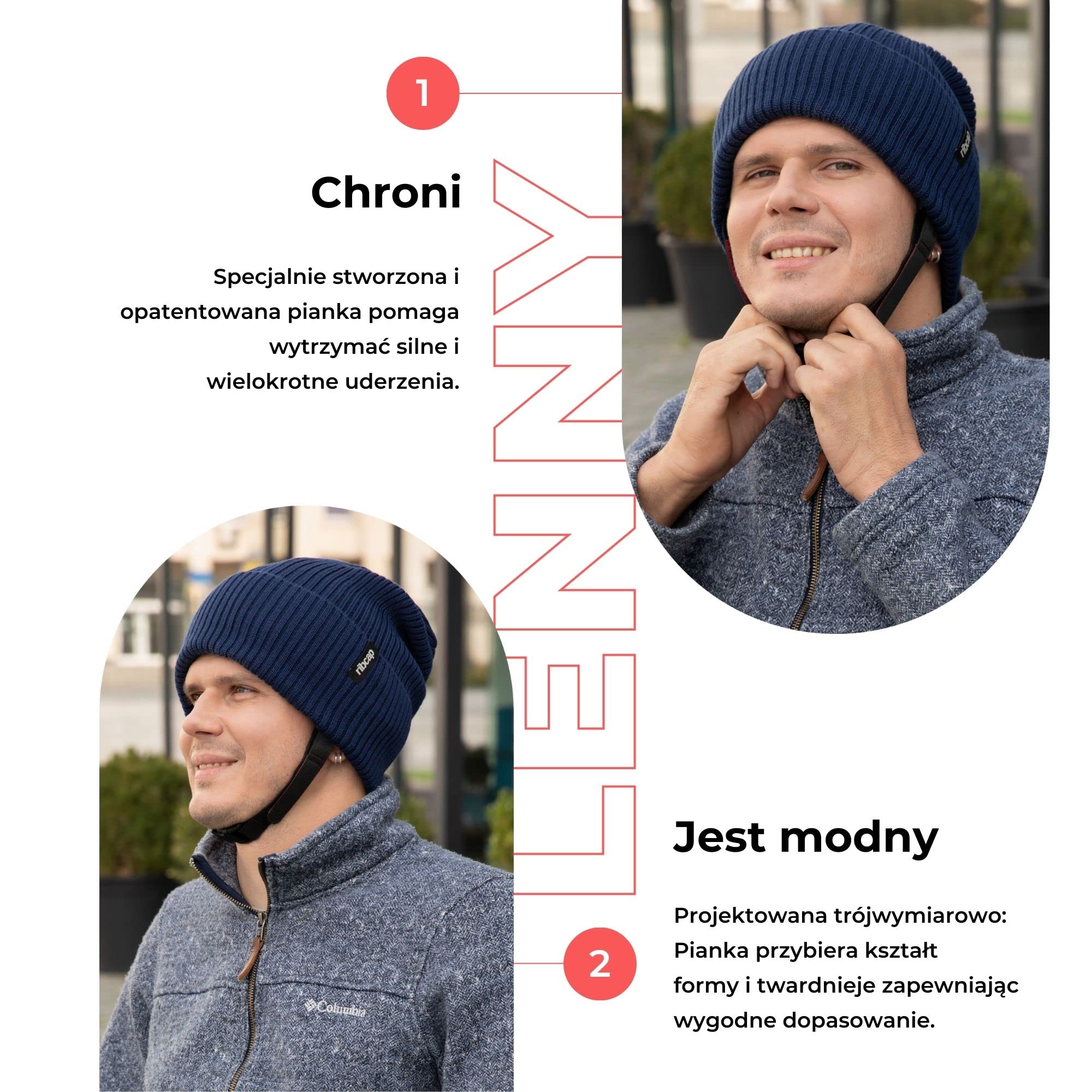 Ribcap Lenny Kask Ochronny Klasy Medycznej | Miękki Przeciwko Epilepsji | Ochronny Przeciw Padaczce | Modny i Bez Piętna