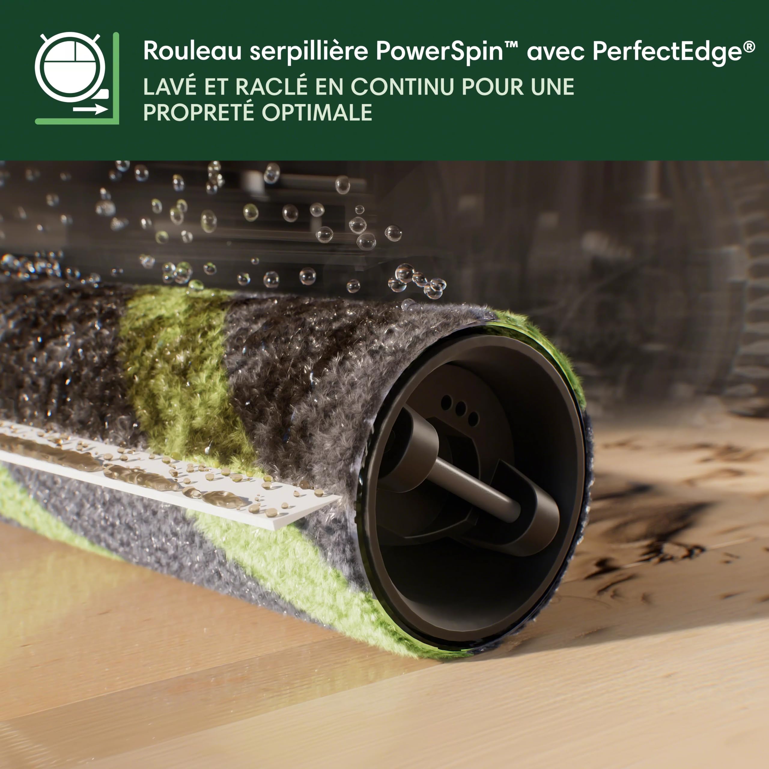 iRobot Roomba Max 705 Combo + Base AutoWash, Rouleau serpillière PowerSpin, Protection du Rouleau, Deux brosses, Vidage Automatique, Séchage du Rouleau à l’air Chaud, évite Les Objets, LiDAR, Noir