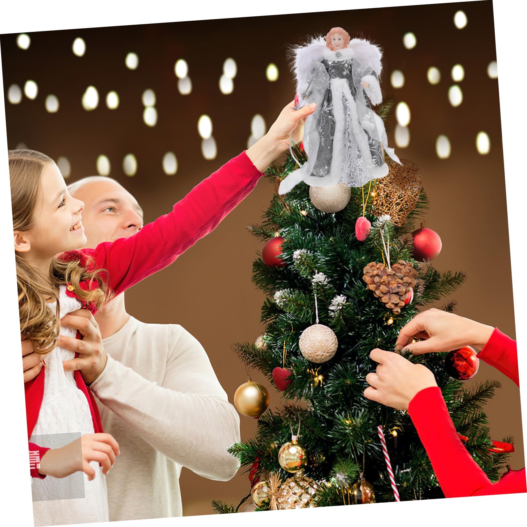 Engel Weihnachtsbaumspitze aus Plüsch Kleine Engelsfigur für Dekoration Weihnachtsengelstatue zum Schmücken des Wohnung