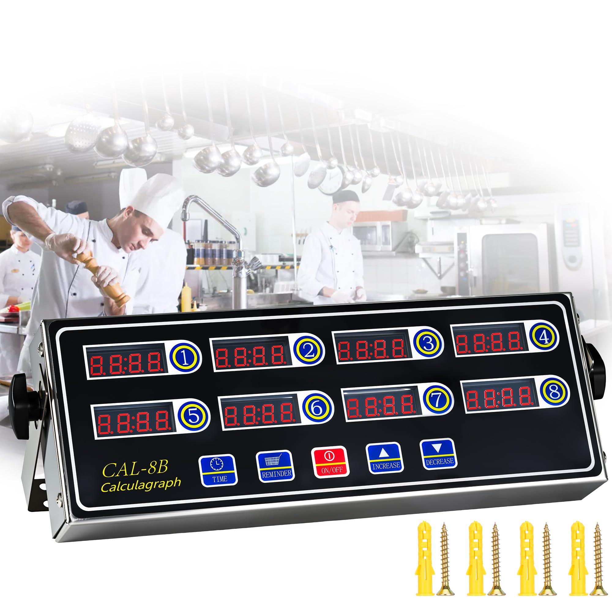 Timer da cucina digitale a 8 canali, timer da cucina commerciale per cucinare con allarme forte, impostazioni indipendenti, conto alla rovescia multi-canale, promemoria orologio per ristorante