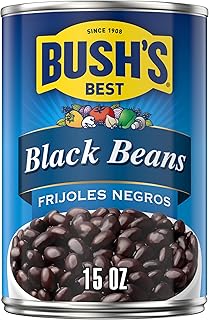 Bush's Canned Black Beans (Pack of 1), Good Source of Plant-Based Protein, Good Source of Fiber, Fat Free, Gluten Free, 15 oz