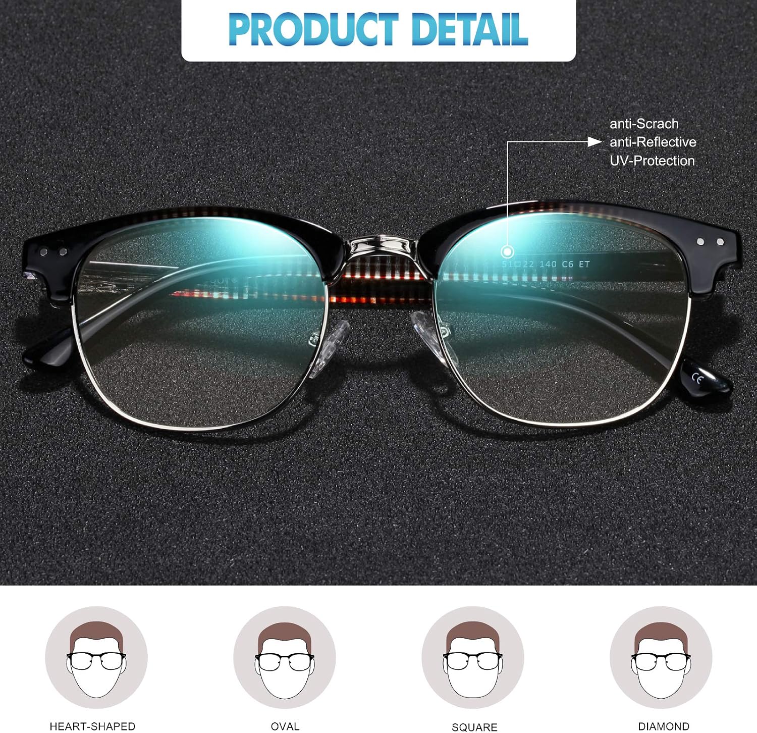 Blue Light Glasses Men Women,Blue Light Blocking Glasses for Computer Gaming/TV/Phones Anti Eye Strain,Semi Rimless Anti Blue Light Blocker Eyewear(C3-Tortoiseshell)