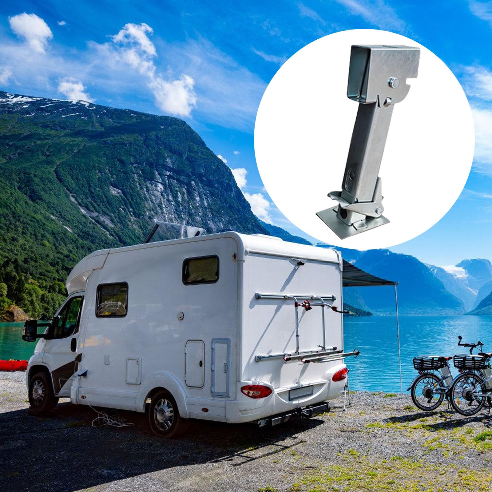 3 patas plegables para autocaravana, estabilizador ajustable resistente de 12 a 18 pulgadas para remolques, patas estabilizadoras de construcción de acero galvanizado