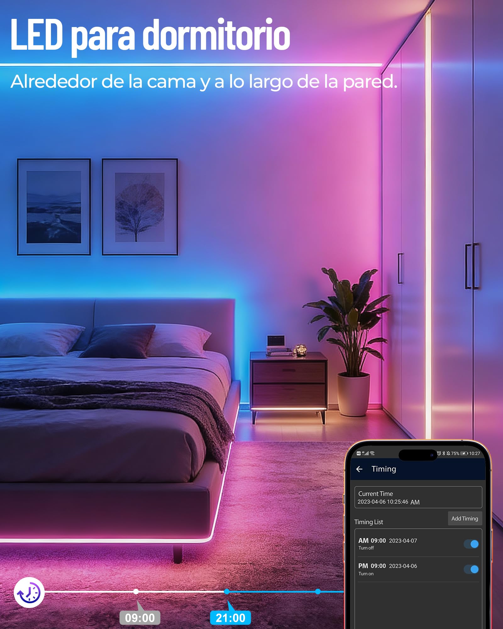 Beaeet Luces LED Tira 24V 30m 5050 RGB para Habitación, Techo y Pared, Banda de Iluminación de Ambiente con Mando 40 Teclas y App Bluetooth, Decoración Cama, Muebles, Gaming, Fiestas y Navidad (2×15m)