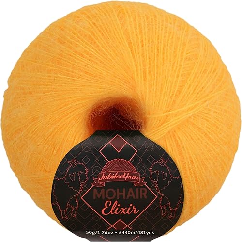 Vista 41 de JubileeYarn Mohair Elixir Yarn - 50 g/madeja Lana mezcla para bebé - Mimosa - 2 madejas 04 Mimosa