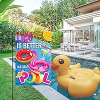 Vista 7 de Avezano Bandera de jardín con diseño de flamenco tropical con temática de flamenco, decoración de jardín al aire libre, 12 x 18 pulgadas, de doble