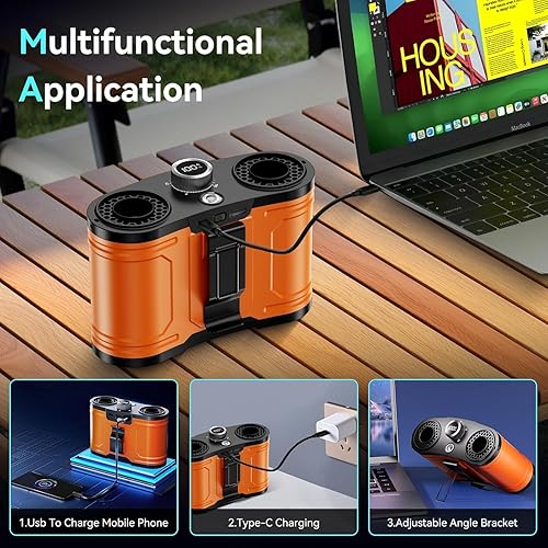 Miniatura 5 de Ventilador de cintura portátil de 25000 mAh, 100 velocidades, 34000 rpm, fuerte flujo de aire, ventilador de cinturón con hasta 145 horas de tiempo