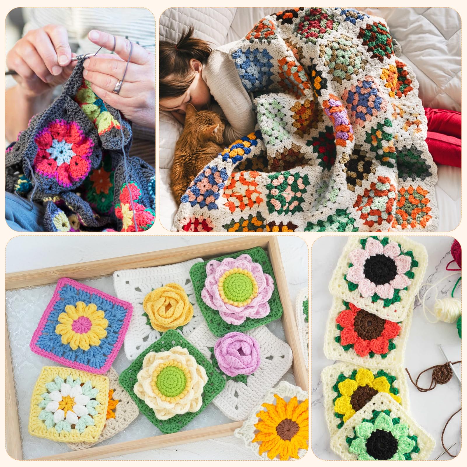 Deska blokująca do Granny Square 57 x 29 cm, składana, drewniana deska blokująca do szydełkowania, z 20 kołkami ze stali nierdzewnej i 1 stojakiem, deska blokująca do szycia, robienia na drutach