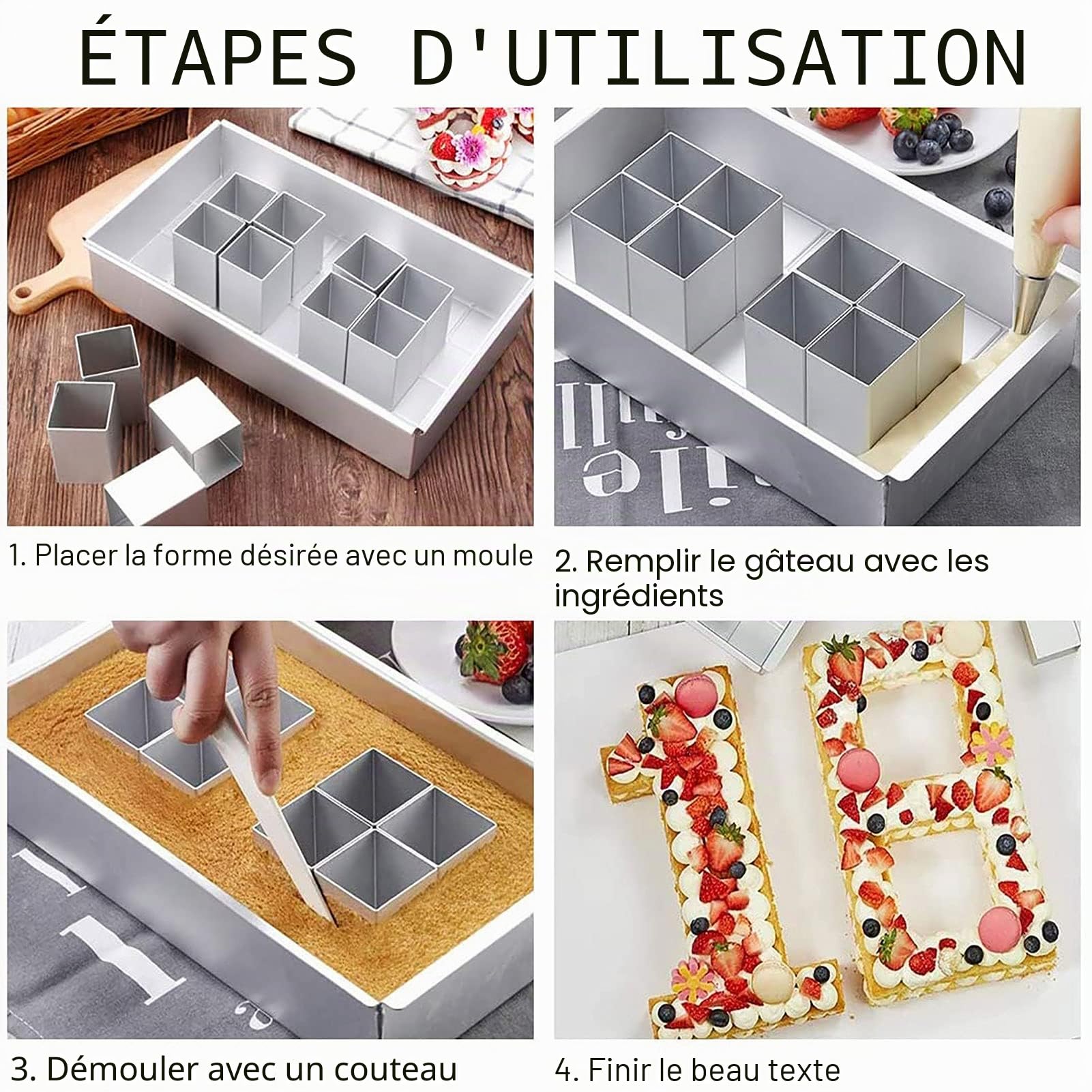 Moulle Gâteau Anniversaire Chiffre, Pour Number Cake pour Faire，avec Blocs carrés