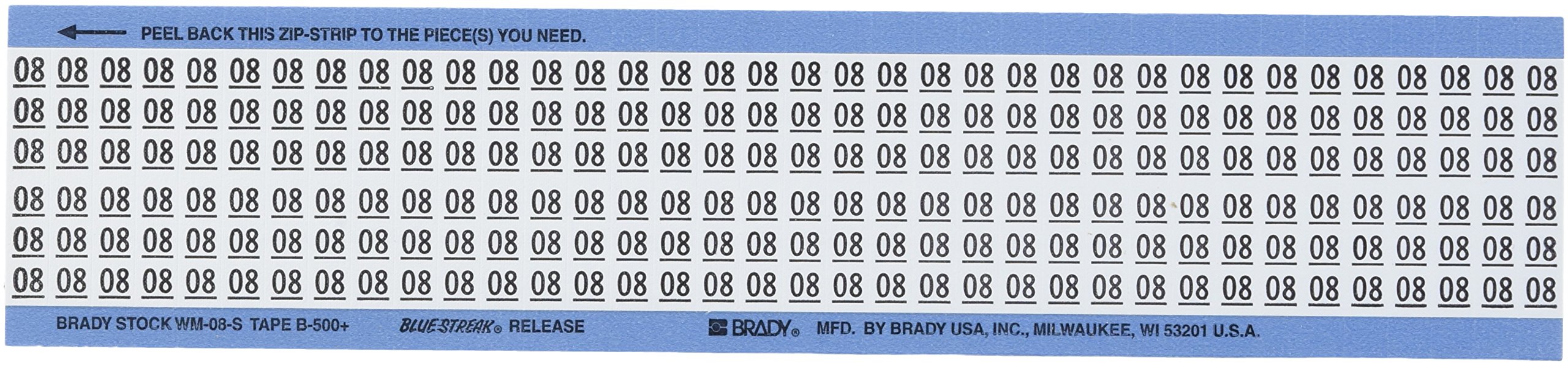 Marcadores de cables numéricos Brady WM-08-S-PK, etiquetas de vinilo negro sobre blanco B-500 3