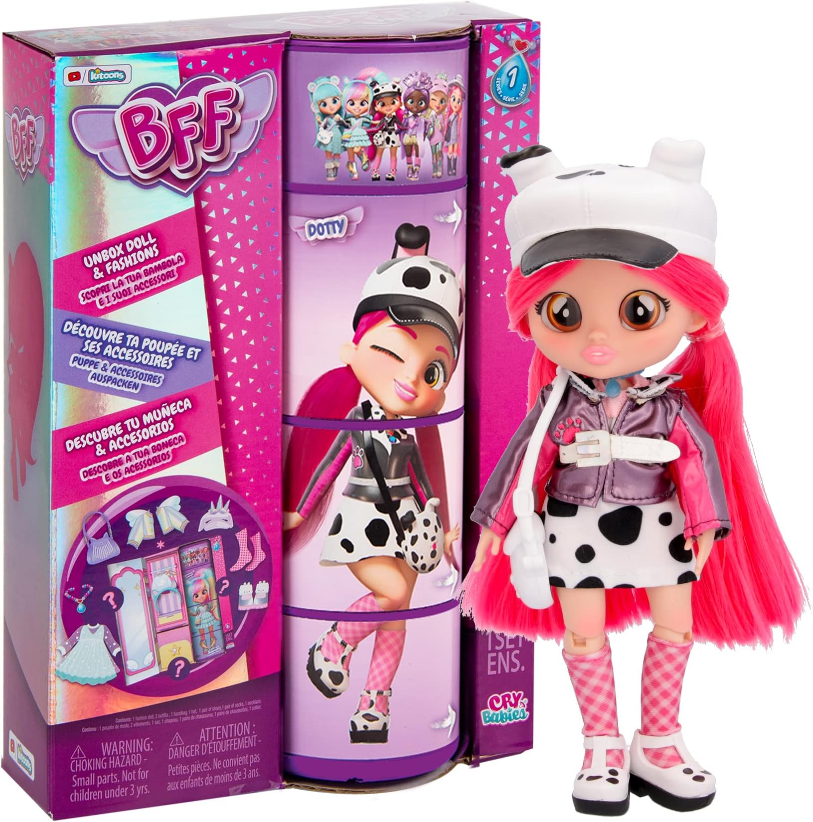 Dotty Fashion Doll with 9+ Surprises Including Outfit and Accessories for Fashion Toy, Girls and Boys Ages 4 and Up, 7.8 Inch Doll
