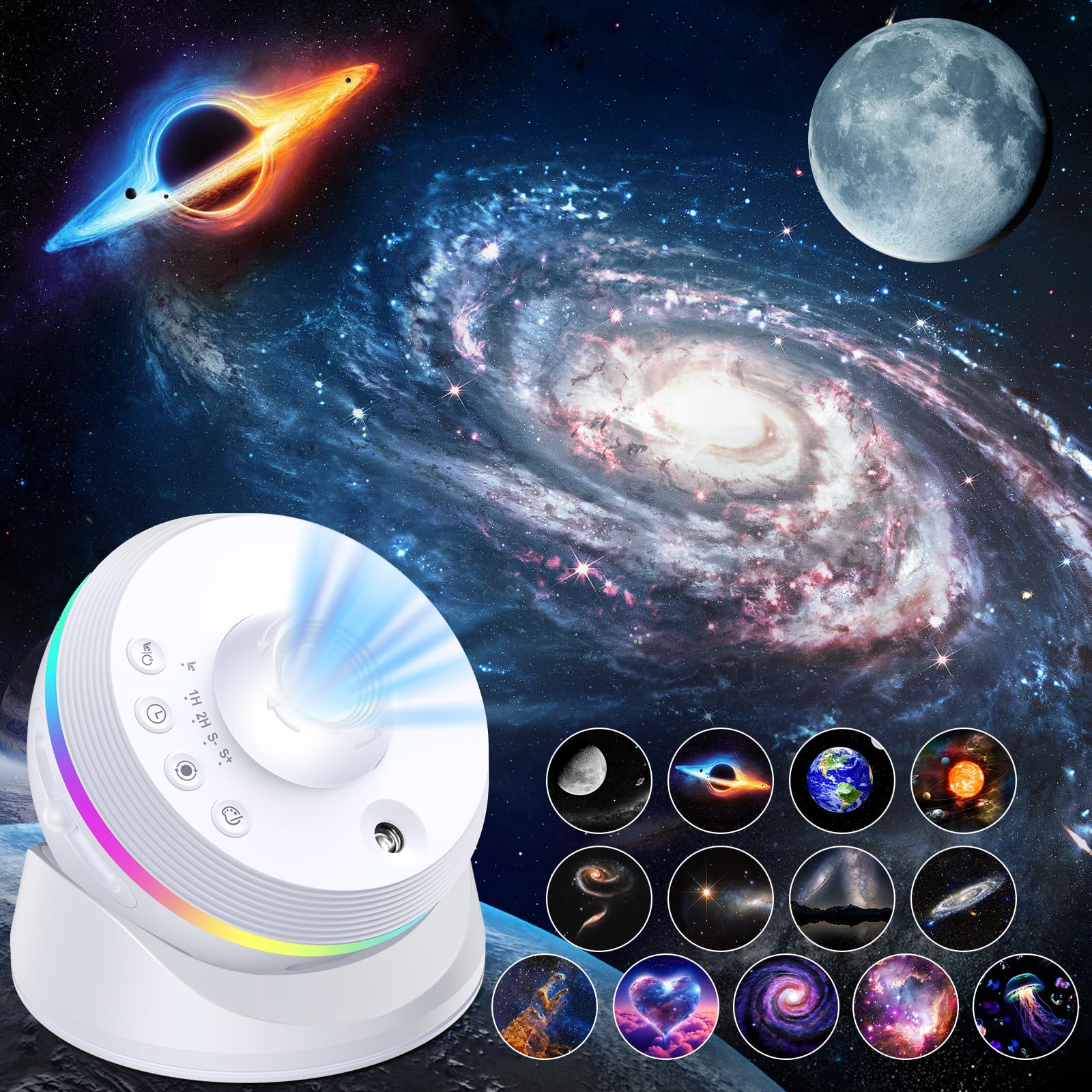 Proiettore Stelle Soffitto, 4K HD Planetario Proiettore con 13 Dischi Film, Ruotabile a 360°Lampada Proiettore Stelle Luce Notturna con Timer e Meteora Dinamica per Decorazioni Camera da letto