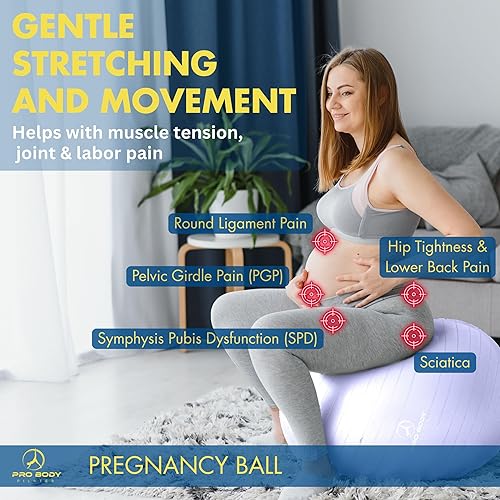 Miniatura 2 de ProBody Pilates Pregnancy Ball - Yoga Ball for Pregnancy with Book, Prenatal, Labor & Postnatal Maternity Exercise