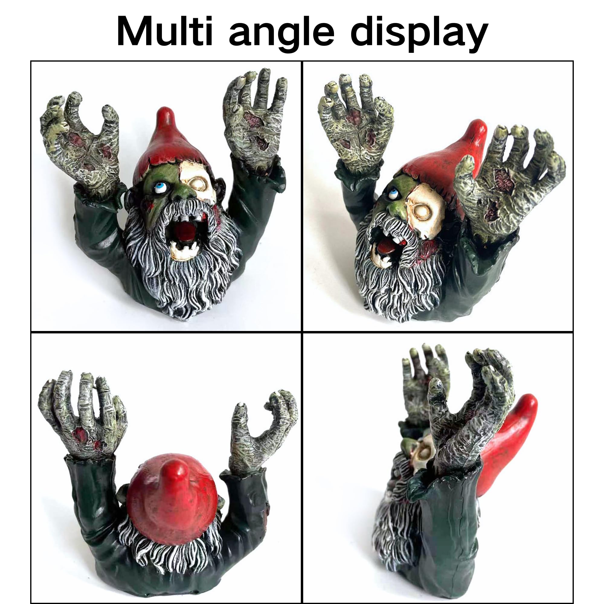 Zombie-Zwerg Gartenstatue – Gruselige Halloween-Deko, 10,5x10,5 Cm, Kunstharz, Für Innen & Außen