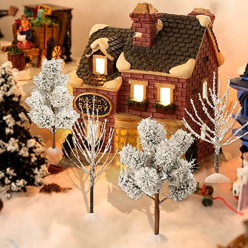Miniatura 4 de 6 piezas de mini árboles de decoración pequeños de ramas navideñas, árboles de pueblo de modelo artificial, árboles en miniatura, árbol para