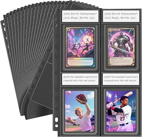 Top Loader Sleeves 4 Pocket, 20 Pack Toploader Binder Pages