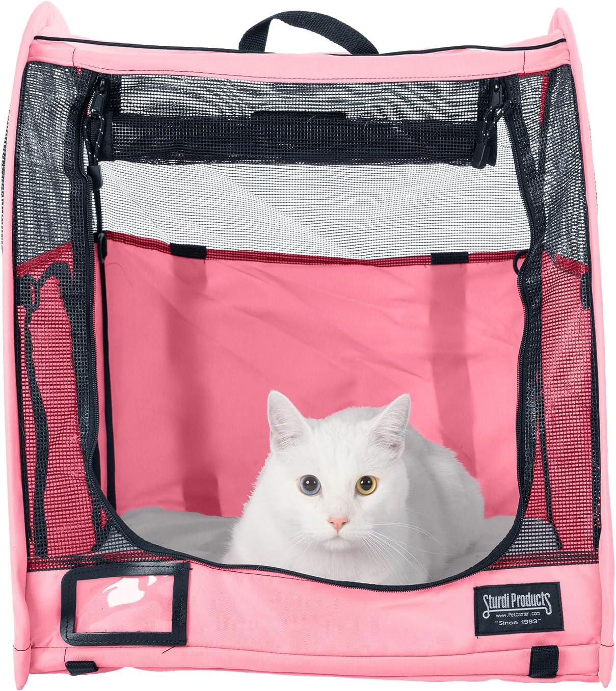 STURDI Small Pop-Up Kennel Cargo Portable Pet Bag | Collapsible Travel Pet Crate for Cats & Dogs | Single, Black