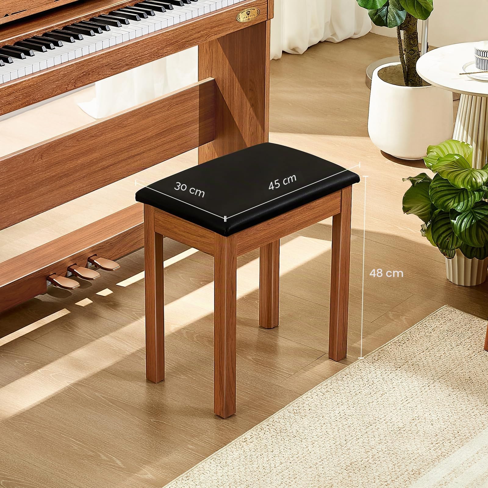TERENCE Tabouret Piano Banc Piano Cadre en Bois Massif de Haute qualité Capacité de Charge exceptionnelle Coussin de siège Confortable et Pratique Polyvalence pour Usage Professionnel et Domestique