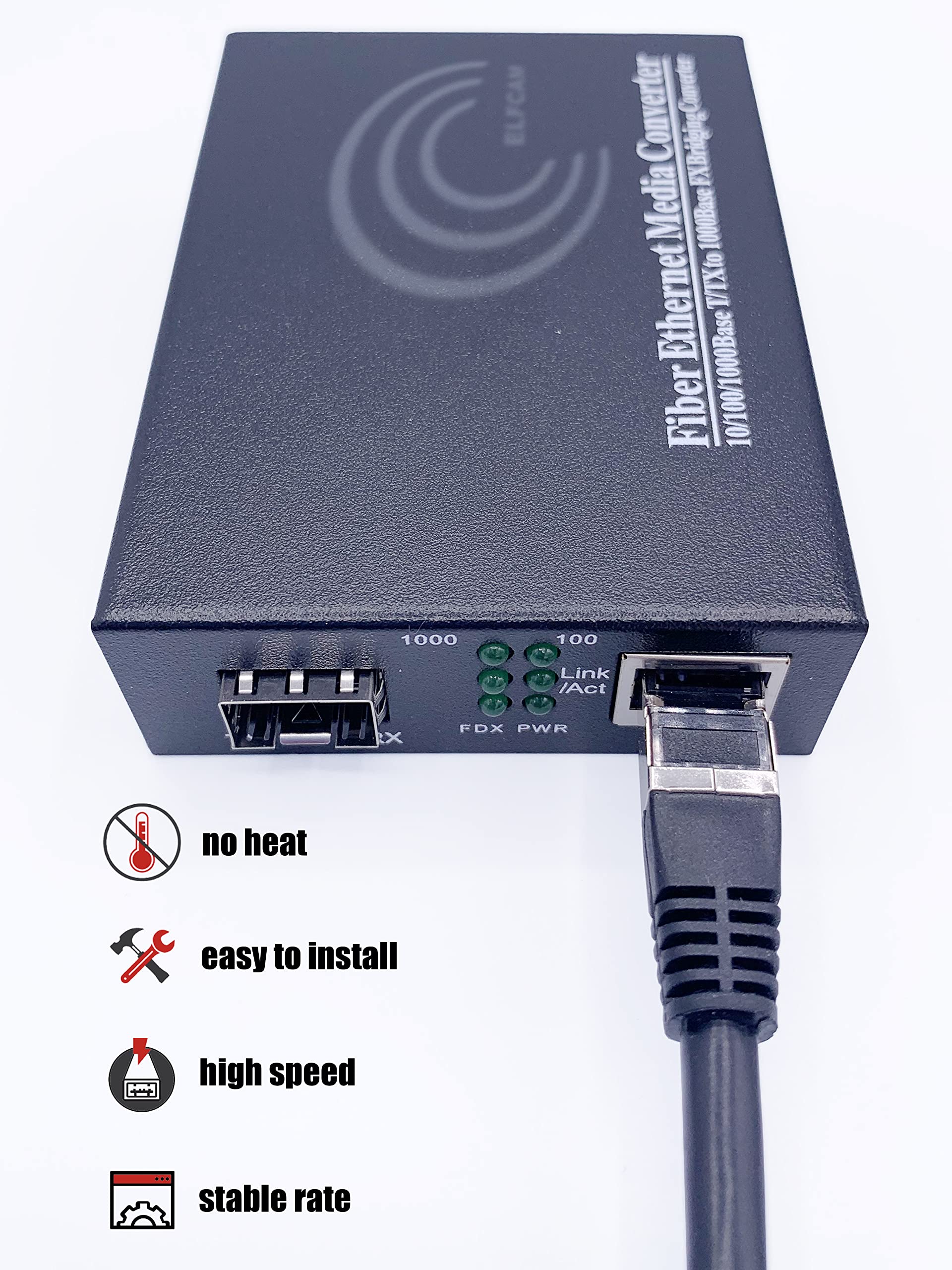 Elfcam® - Ethernet-Faser-Konverter, RJ45 Gigabit/Mini-GBiC SFP-Modul (1,25 G SFP Port) Multimode-Einzelmodus/0,55-20 km (1 Stück)