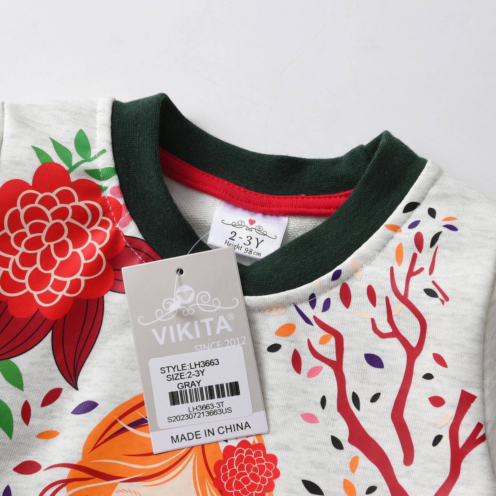 VIKITA Niñas Vestidos Algodón Animal Bordado Manga Larga Vestido para Niños — view 5