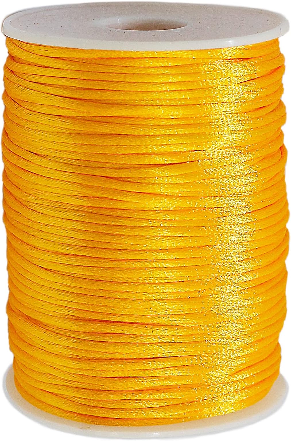 FQTANJU 2mm x 100 Yards Premium Quality Rattail Nylon Satin Cord Roll, Kumihimo Rattail,Chinese Knot, Gold