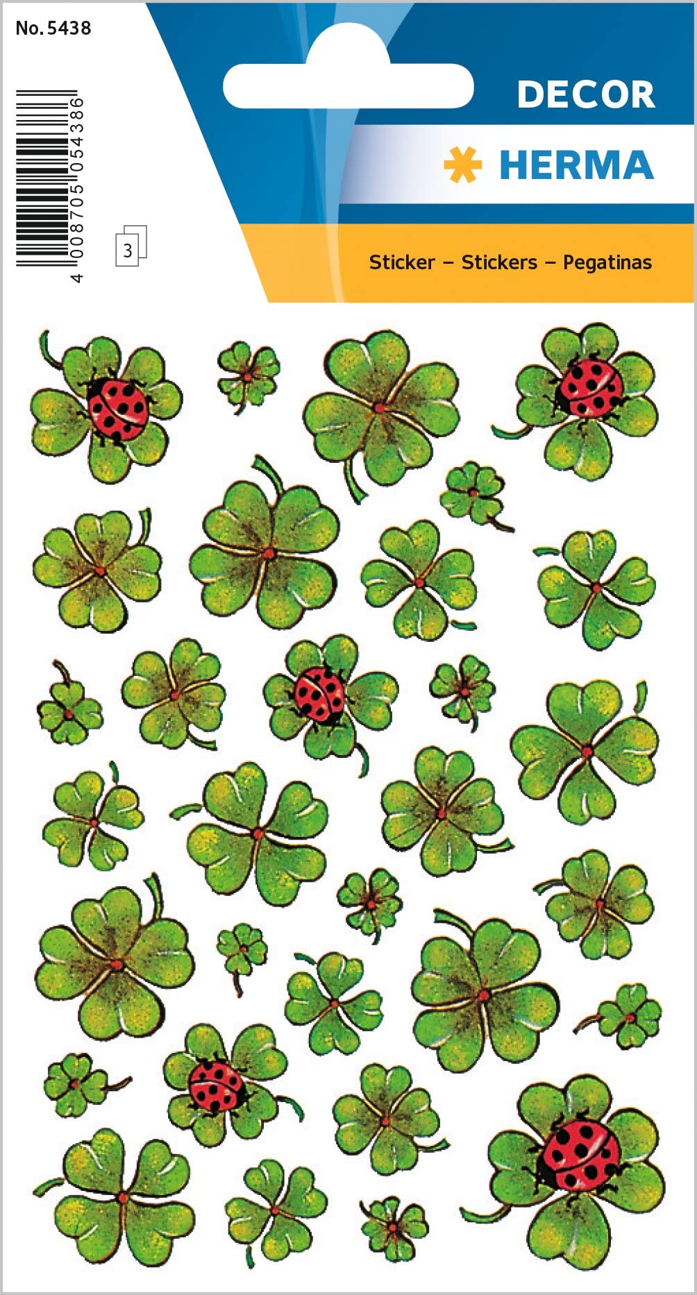HERMA 5438 Stickers Clover Leaf Lucky Small 93 Pieces Lucky Clover Stickers with Ladybird, Labels for Photo Album Wedding Diary Poetry Album Scrapbooking Love Decoration Letters DIY Crafts