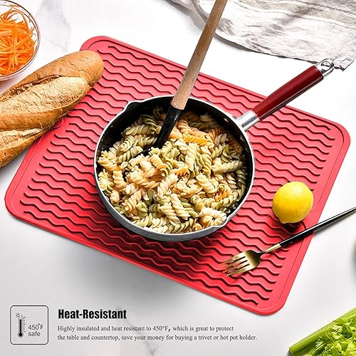 Miniatura 6 de Tapete de silicona para secar platos, antideslizante, fácil de limpiar, tapete escurridor de platos grande resistente al calor para encimera de