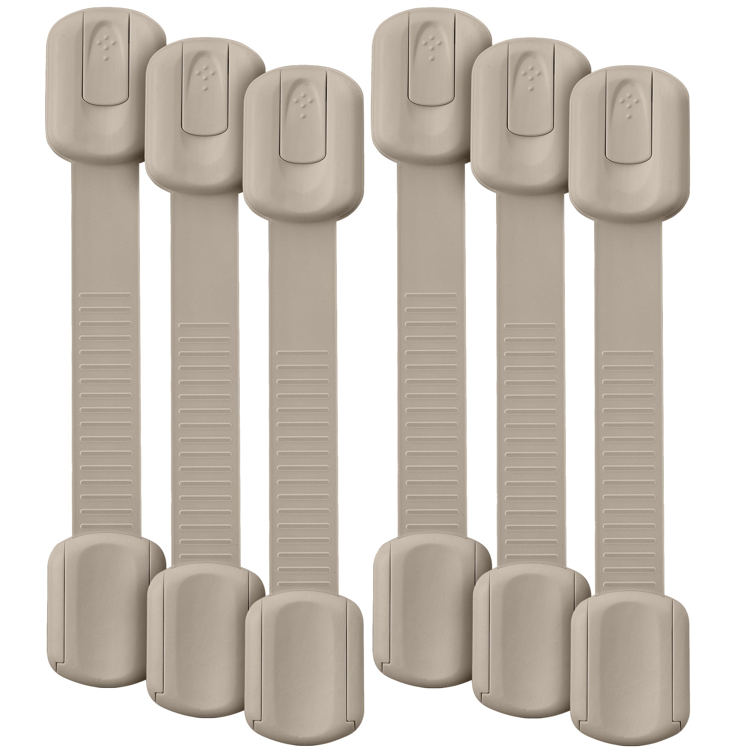 Bates- Child Safety Strap Locks, 6 Pack, Soft Beige, Baby Cabinet Locks with Adjustable Strap Length