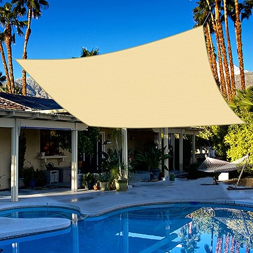 Sun Shade Sail Rectangle 16'x 20' Shades Canopy UV Block Sunshade for Patio Garden Backyard, Sand