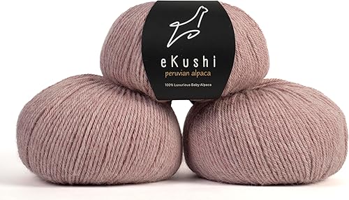 Miniatura 7 de N010 - Juego de 3 madejas de hilo de alpaca 100 % bebé para tejer y hacer ganchillo, ligeras, hipoalergénicas y térmicas fabricadas en Perú, ideal