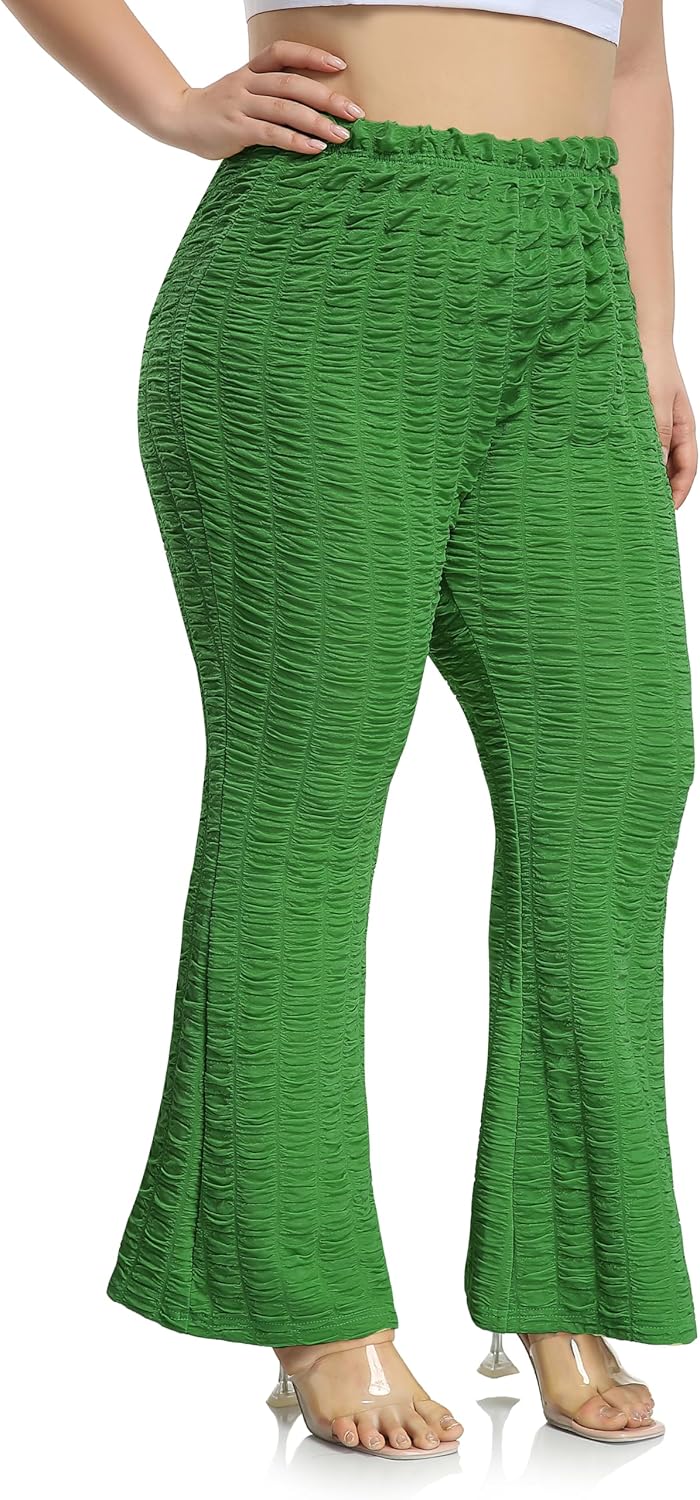 ZERDOCEAN Women's Plus Size Flare Leggings High-Waisted Bootcut Wide Leg Leggings Pants