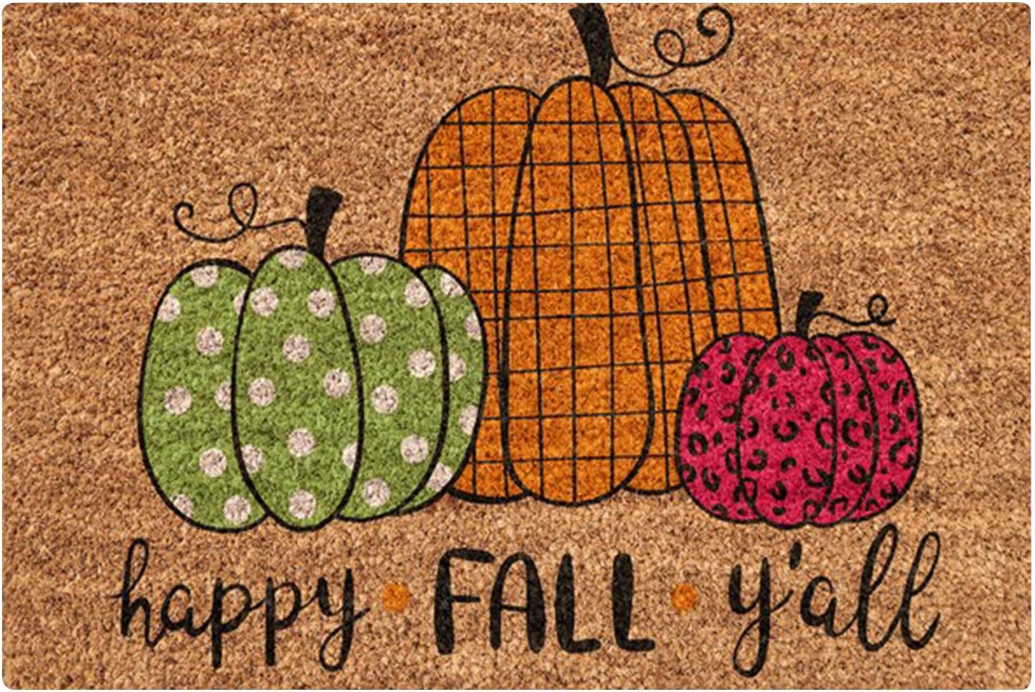 Fall Door Mat, 17 x 30 Inch Happy Fall Doormat