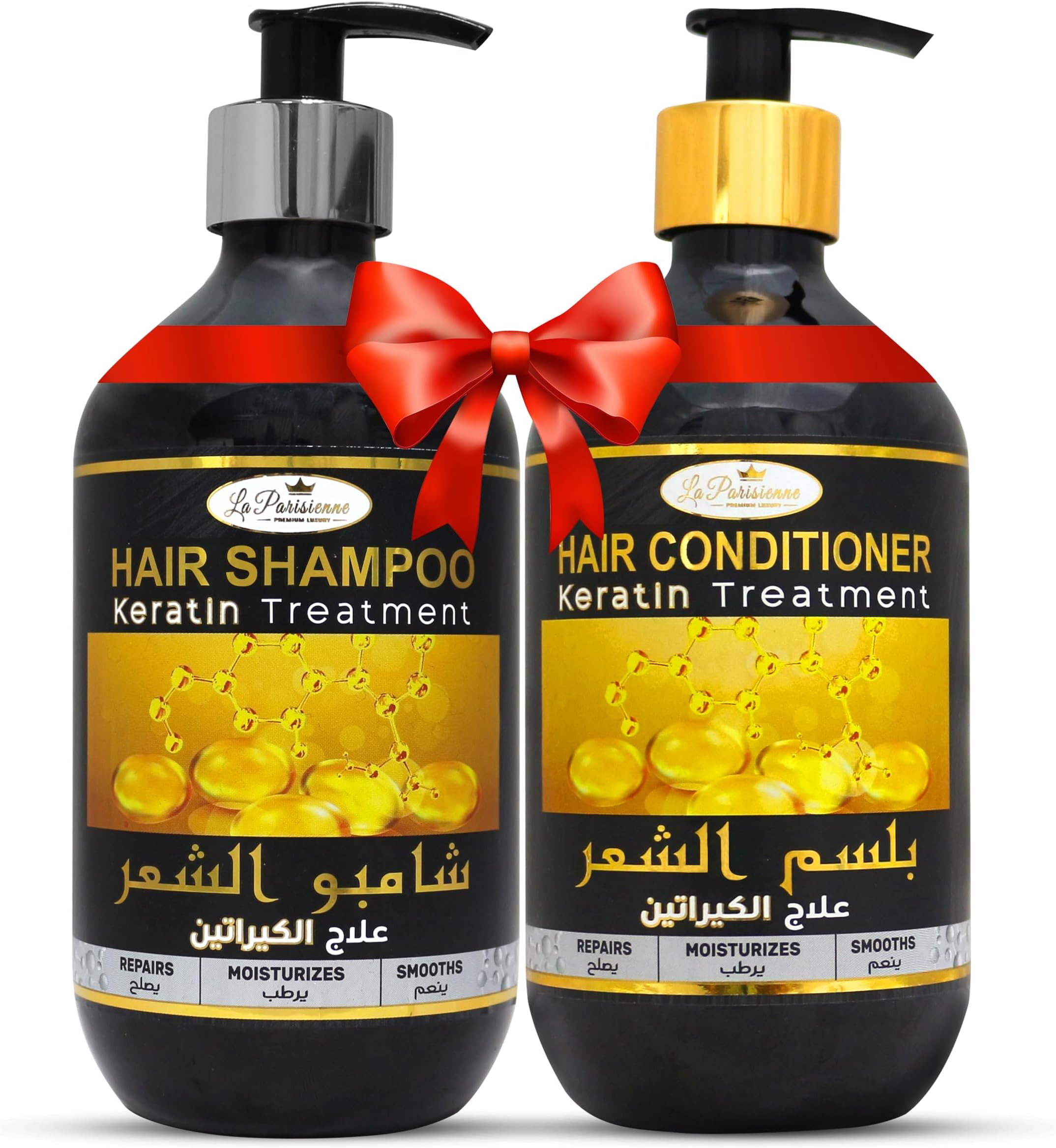 ECOLYTE+ Shampoo & Conditioner Bundle, La Parisienne Premium Luxury, For Hairfall rescue, Dandruff & frizzy hair, Nourishes, Repair & Shine, Dream Lengths - (Keratin Treatment, 500 ml, Pack of 2)