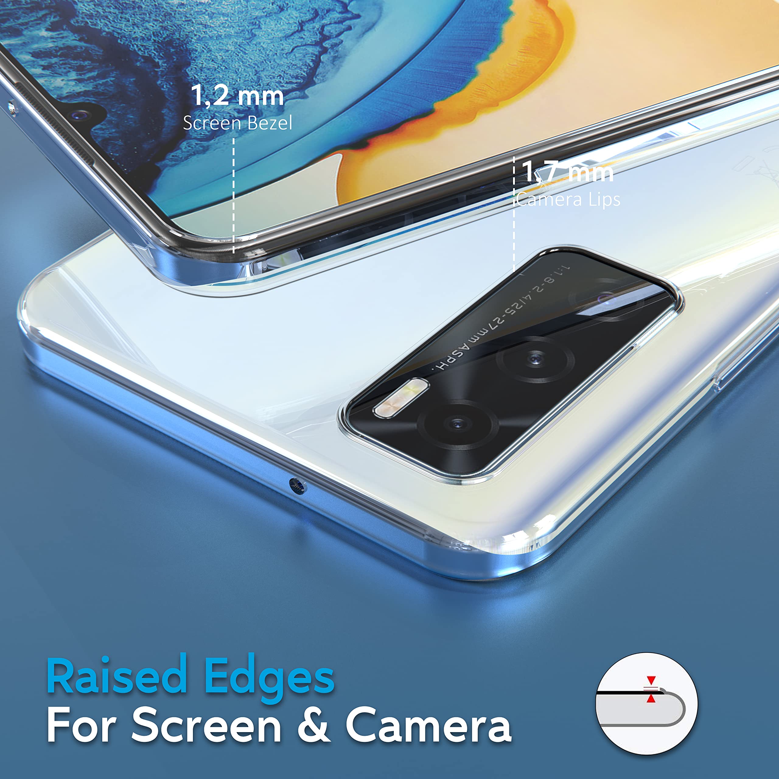 N NEWTOP Custodia Cover Compatibile con Vivo Y52 5G / Y72 5G, Morbido TPU CLEAR Gel Silicone Anti Graffio Trasparente Slim Sottile Flessibile Case Posteriore Protettiva