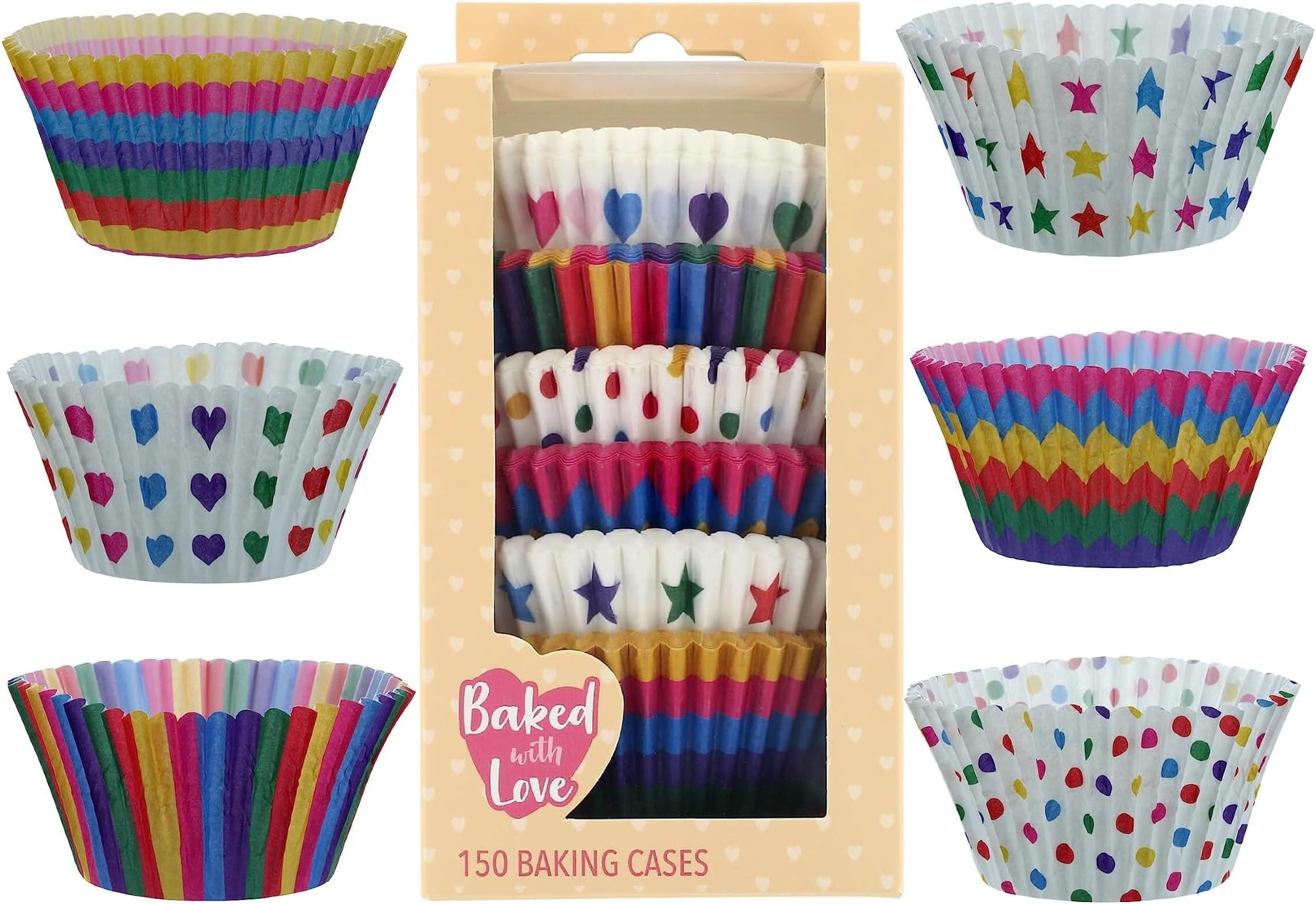 LOKIPA 200 PCS Rainbow Cupcake Baking Cases Muffin Cupcake Wrapper