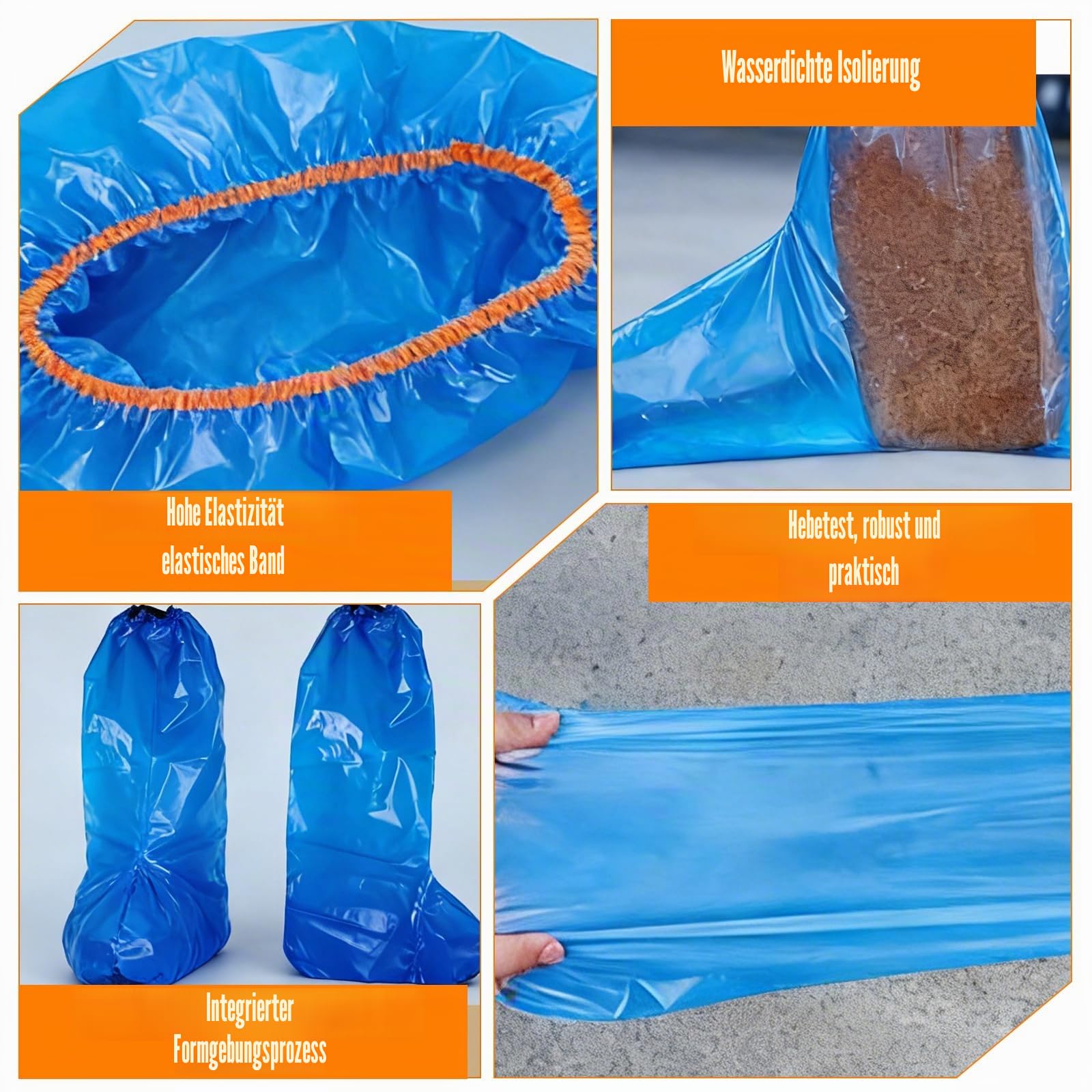 40 Stück Schuhüberzieher Einweg, Wasserdichter Schuhüberzieher Mit Gummizug, Überschuhe Einweg Rutschfest, PE Regenhülsen Für Outdoor, Camping, Reisen, Blau, 38x50cm