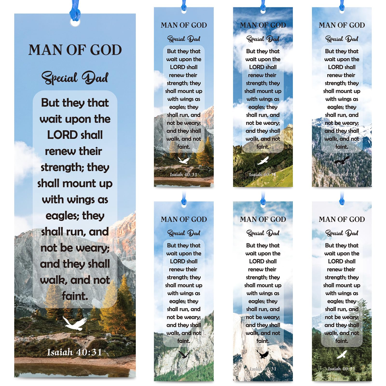 60 Pcs Happy Father's Day Man of God Bookmarks Religious Christian Bookmarks Church Bookmarks Gift for Teens Men Women Church Home Party Favors