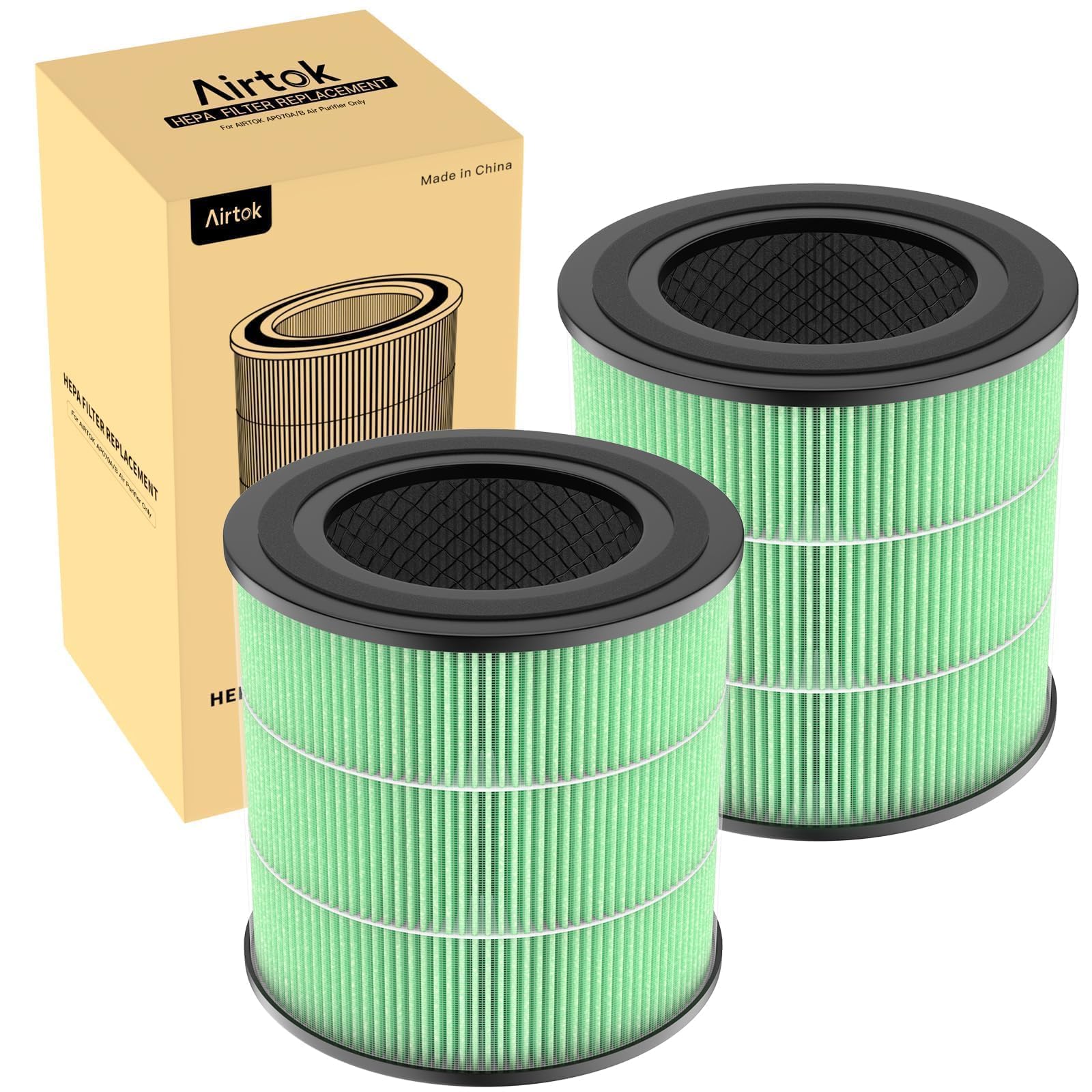 Airtok H13 HEPA Filter Replacement, High-Efficiency Activated Carbon, Suitable For The AP0601 Air Purifier, Removes Pollens, Dust, Pet Dander & Other Allergens — image 1