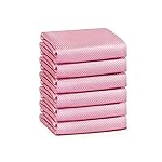 Streak Free Miracle Cleaning Cloths Easy Clean Nanoscale,Fish Scale Microfiber Window Mirror Glass Car Stainless Steel Cleaning,Lint Free Dish cloth Wine Glass Polishing Towel,Reusable,Pack 6,Pink