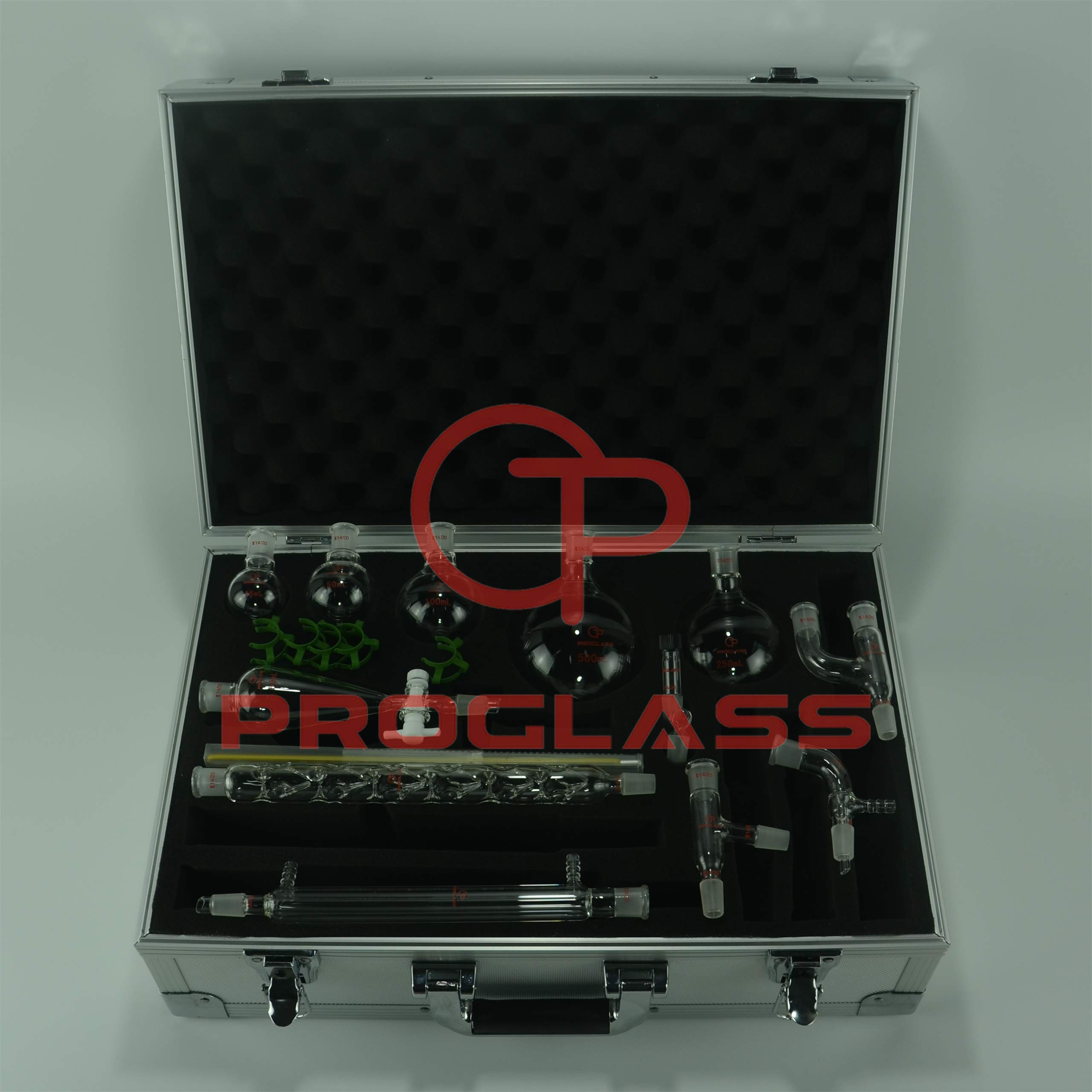 Proglass Primay Organic Chemistry Kit 14/20 Lab Glassware kit with Cabinet Box