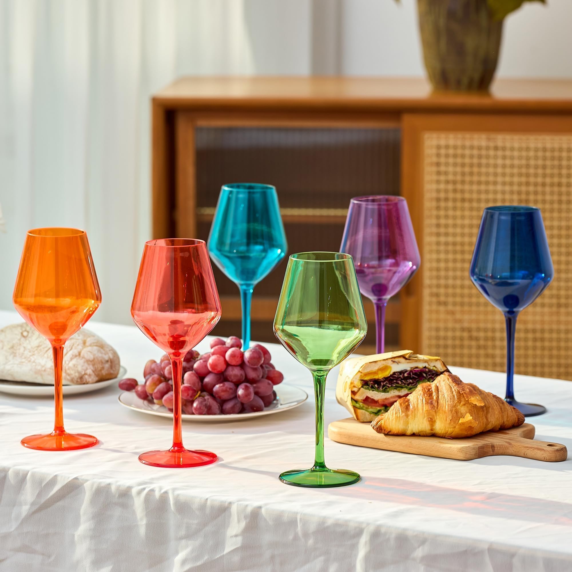 Bicchieri Da Vino Galleggianti Infrangibili Per Piscina - Set di 6 440 Ml - Bicchieri Da Vino Rossi A Stelo Lungo Per Piscina - Colorato
