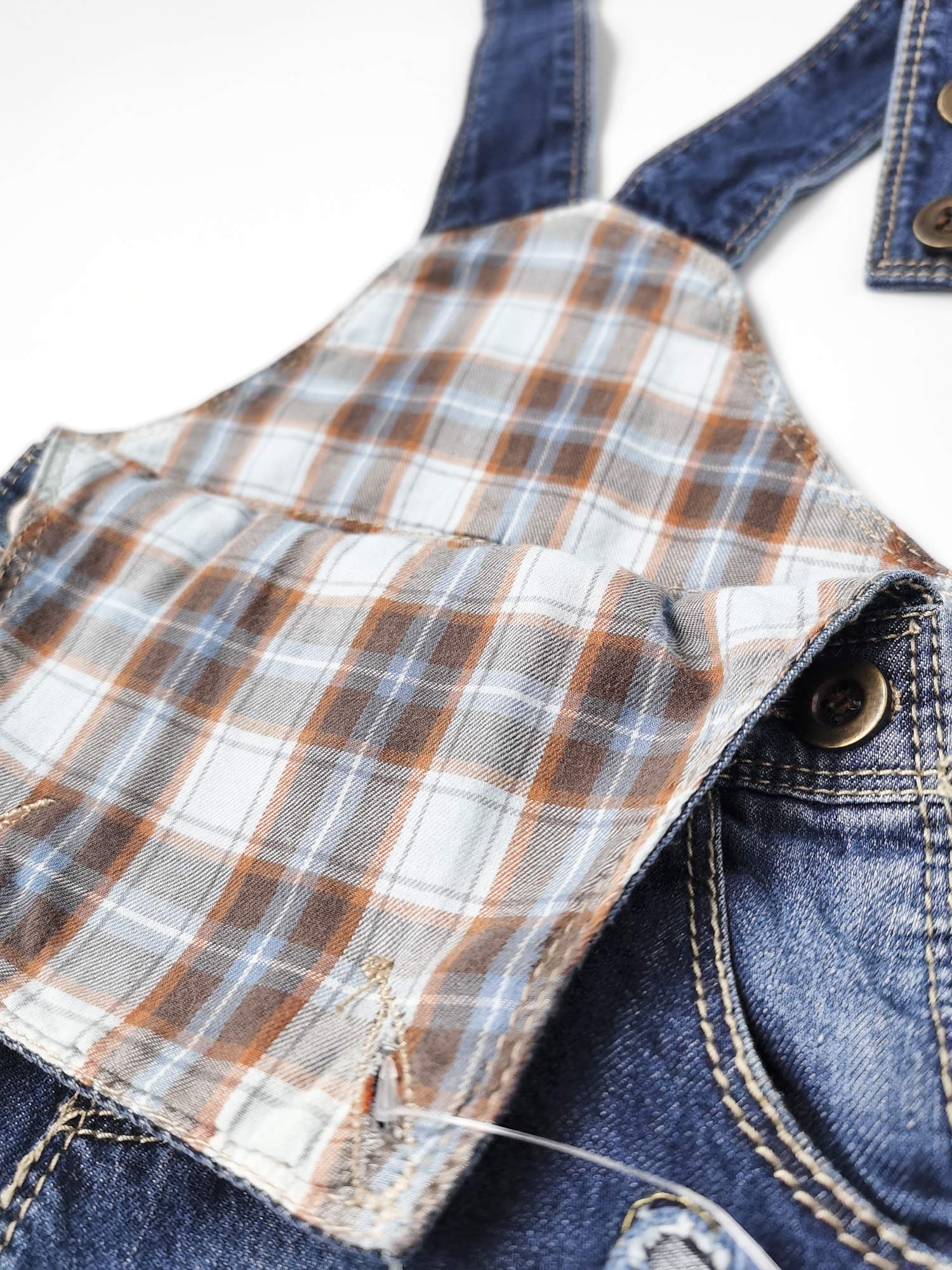 KIDSCOOL SPACE Salopette in denim di cotone lavato ricamato con fiori per bebè e bambine