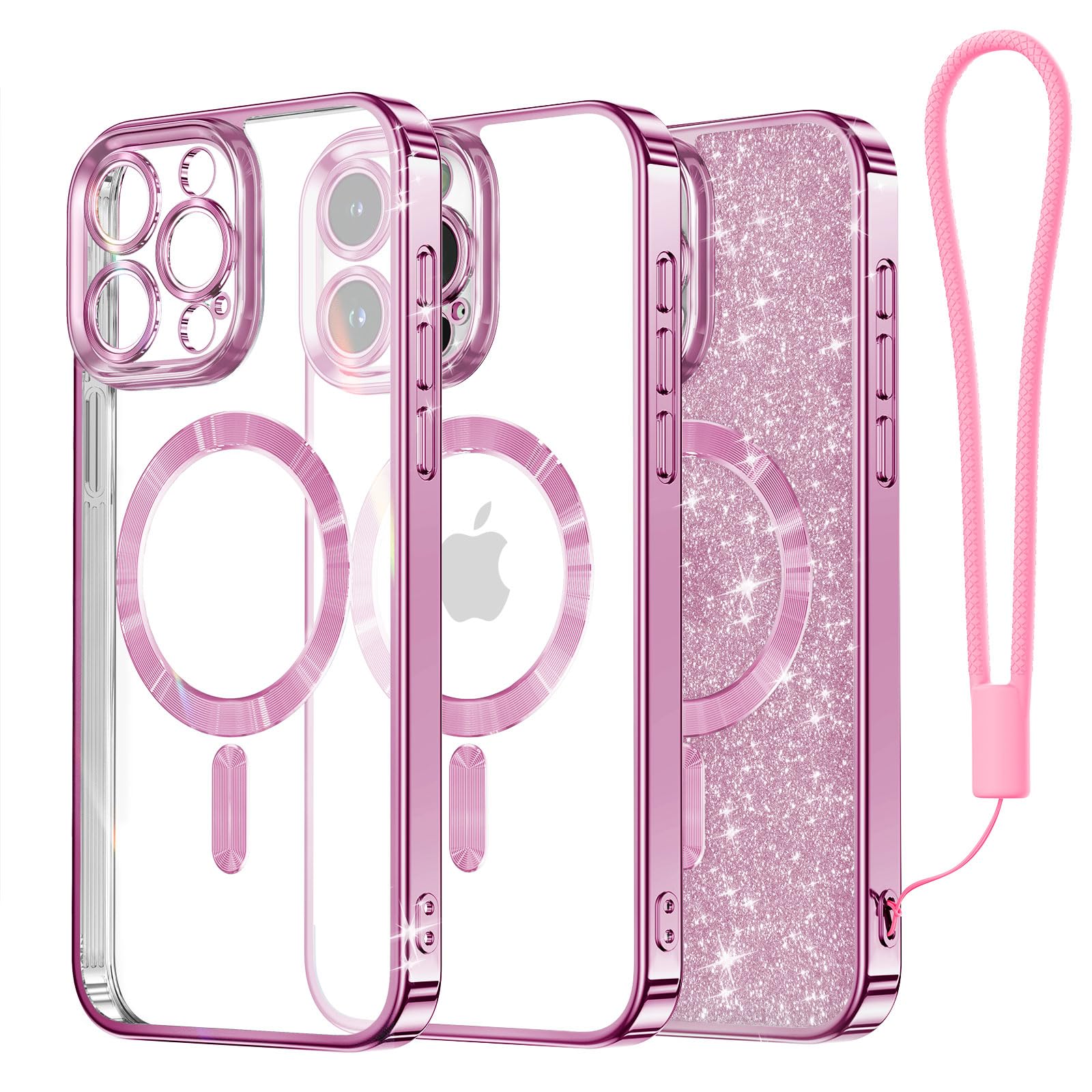 Coque iPhone 15 Pro Max MagSafe Meifigno pailletée avec dragonne - 7